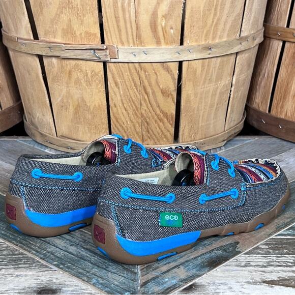 Twisted X Dusty Serape Blanket Canvas Boat Shoe Driving Mocs Shoes Womens Size 7 - Picture 5 of 12